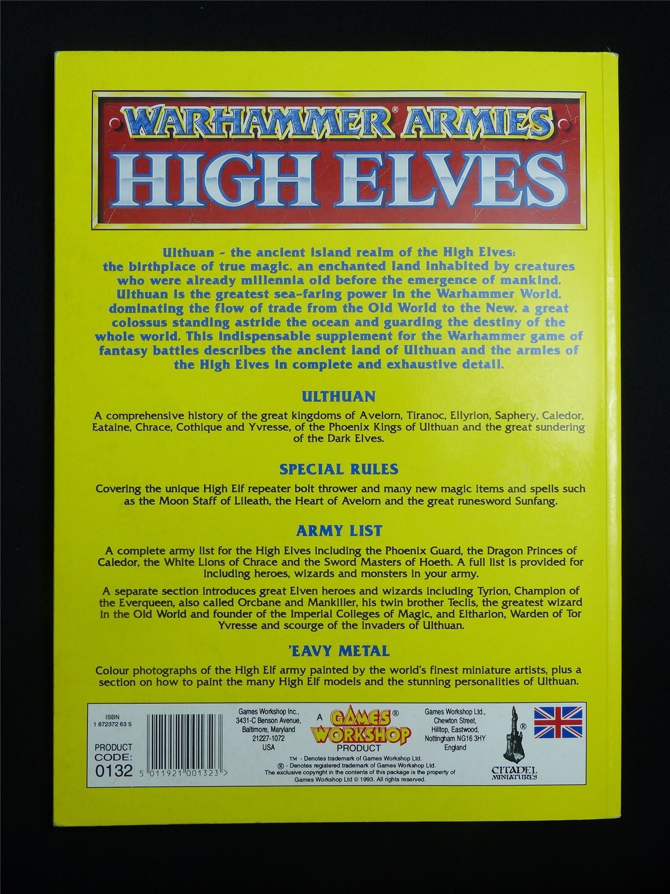 Warhammer Armies: High Elves 4th Edition Softback 1993 - Warhammer Old World #1H6