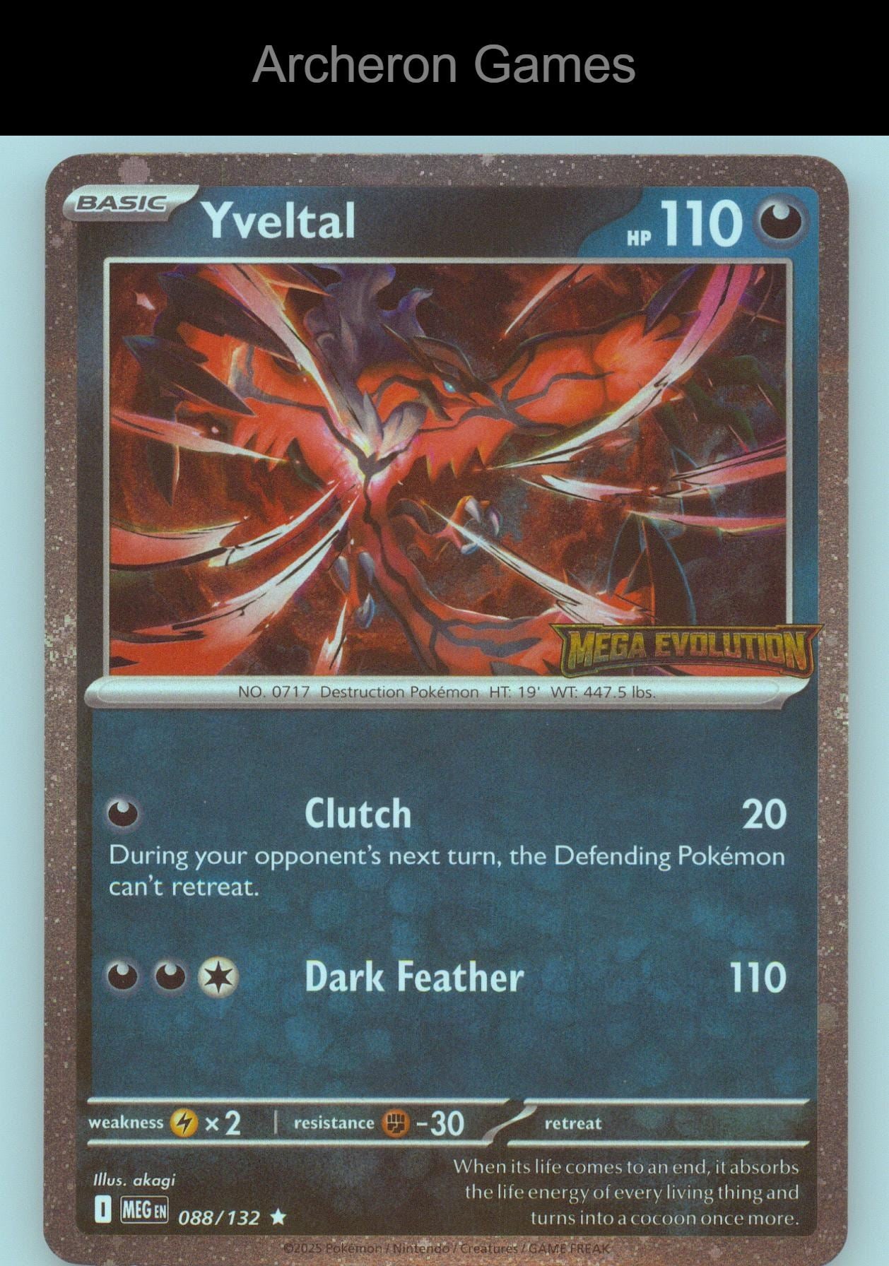 Pokemon Card Yveltal (EB Games) MCAP 088/132 HOLO