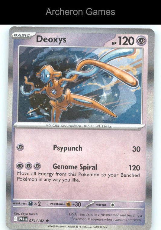 Pokemon Card Deoxys PAR 074/182 R Paradox Rift Holo
