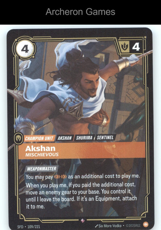 Akshan - Mischievous SFD 109/221 R  Card Spiritforged