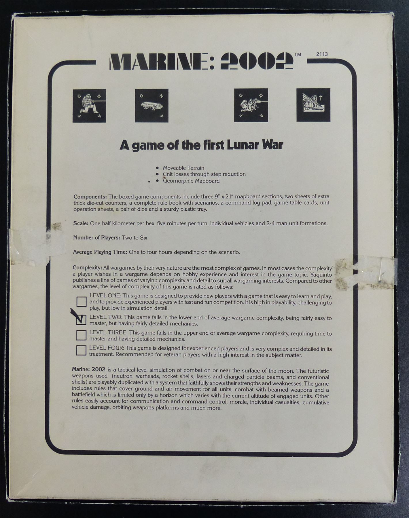 Marine: 2002 A Game of the first Lunar War Boardgame #275