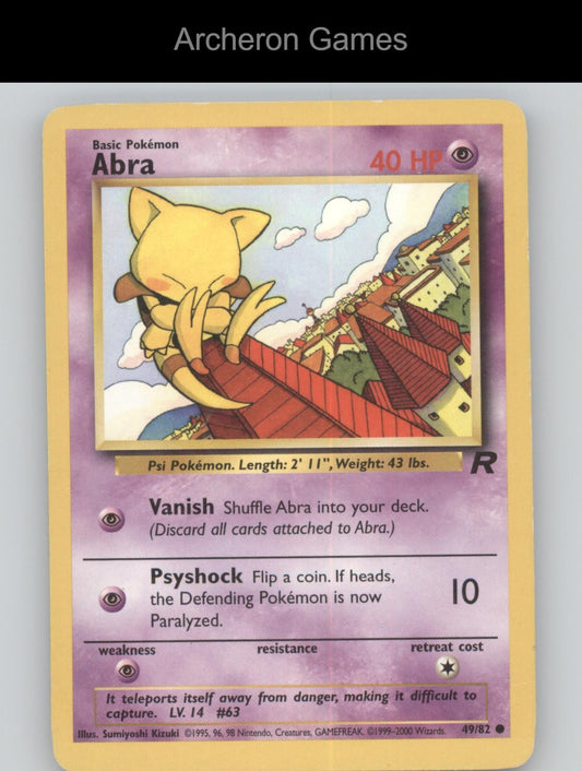 Pokemon Card Abra TR 49/82 C Team Rocket Unlimited