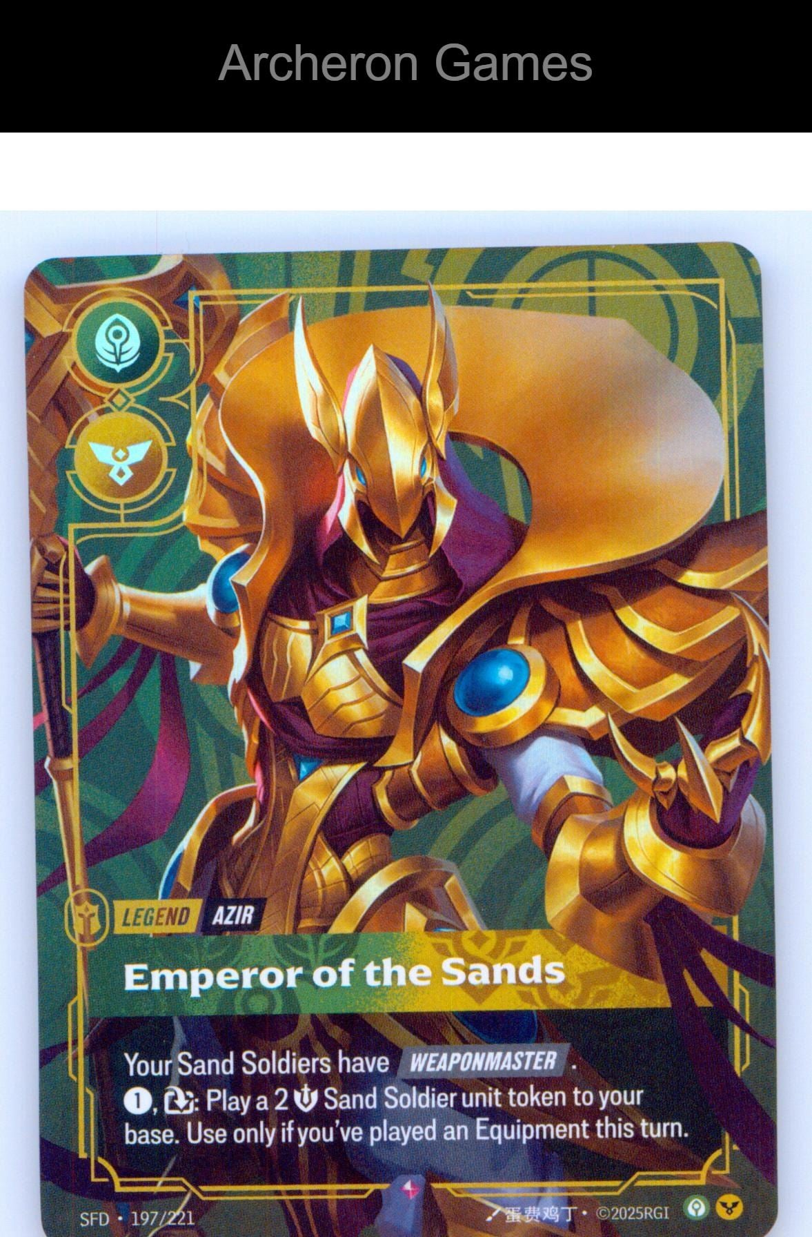Azir - Emperor of the Sands SFD 197/221 R Spiritforged Riftbound Card