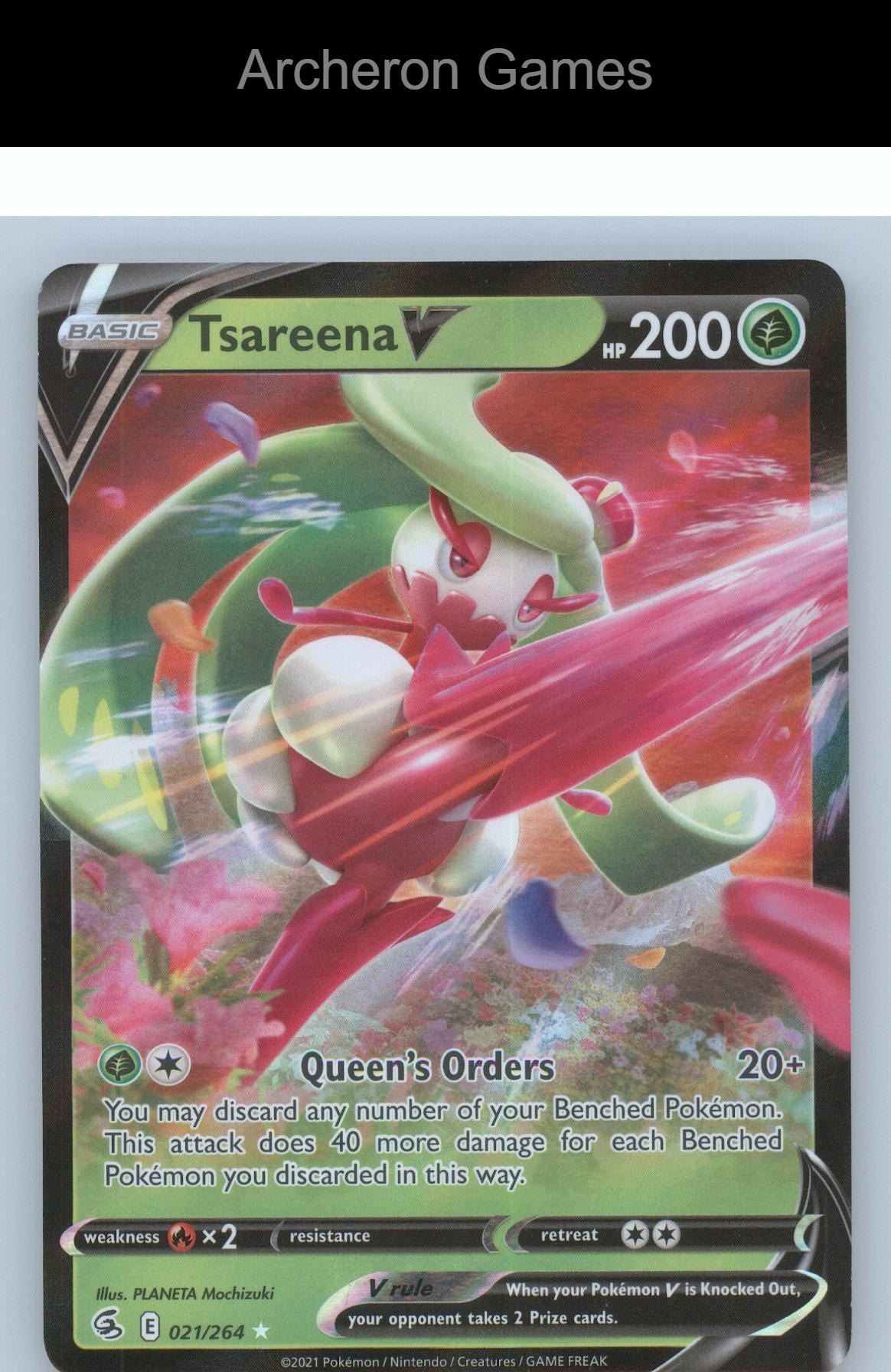Pokemon Card Tsareena V FST 021/264 HOLO V Rare Fusion Strike