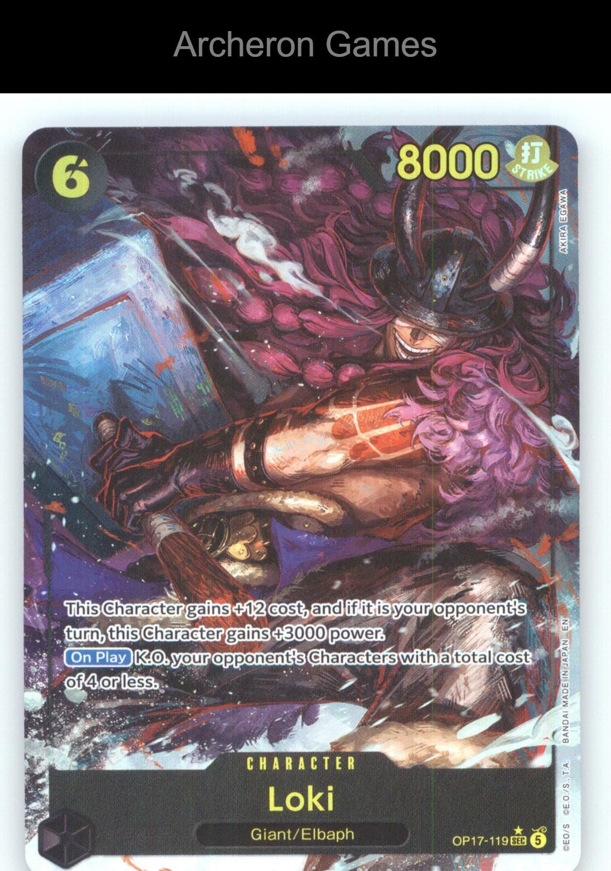Loki (Alternate Art) OP17-119 One Piece Card NM/EX+ Foil