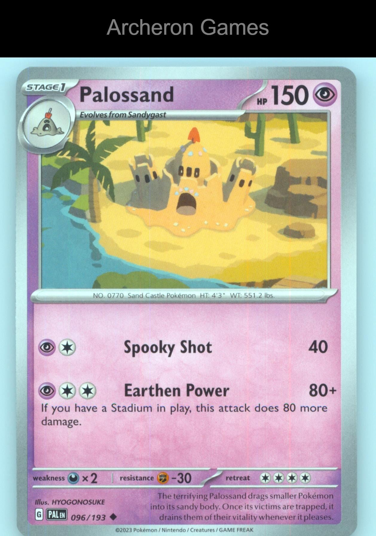 Pokemon Card Palossand PAL 096/193 UC Paldea Evolved