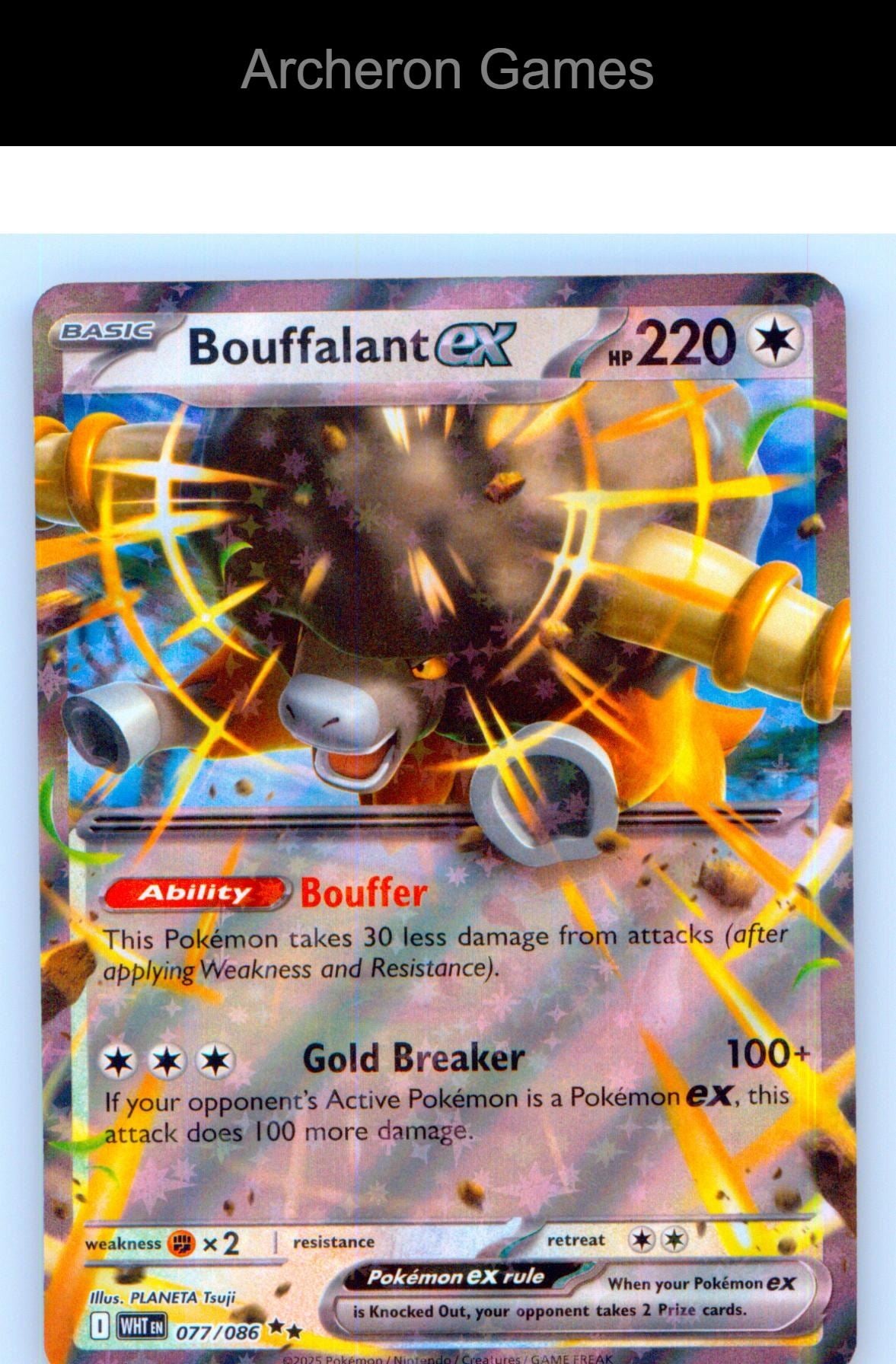Pokemon Card Bouffalant ex WHT 077/086 Double Rare White Flare Holo