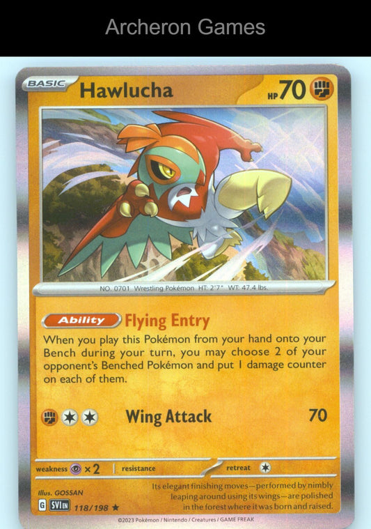 Pokemon Card Hawlucha SVI 118/198 R Scarlet & Violet Holo