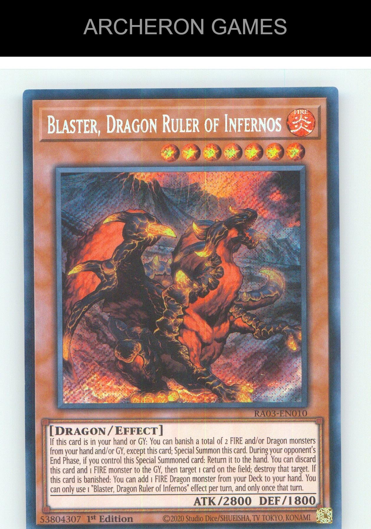 Blaster, Dragon Ruler of Infernos (Secret Rare) SEC YUGIOH Card 1st Edition