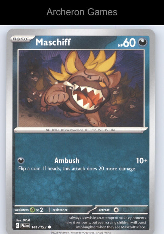 Pokemon Card Maschiff PAL 141/193 C Paldea Evolved
