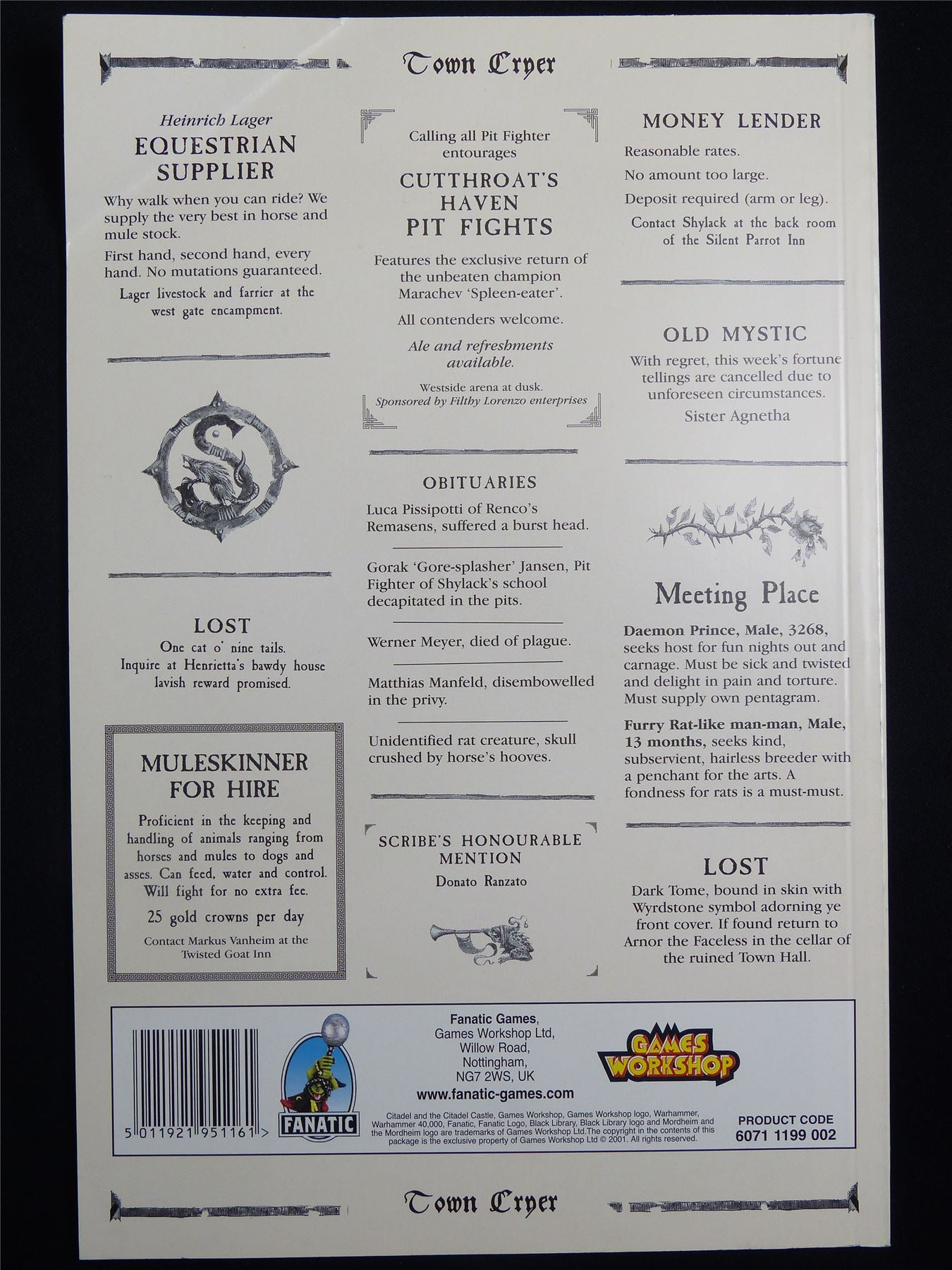 Mordheim: Town Cryer #14 Mounted Mercenaries - Games Workshop Magazine #1N3