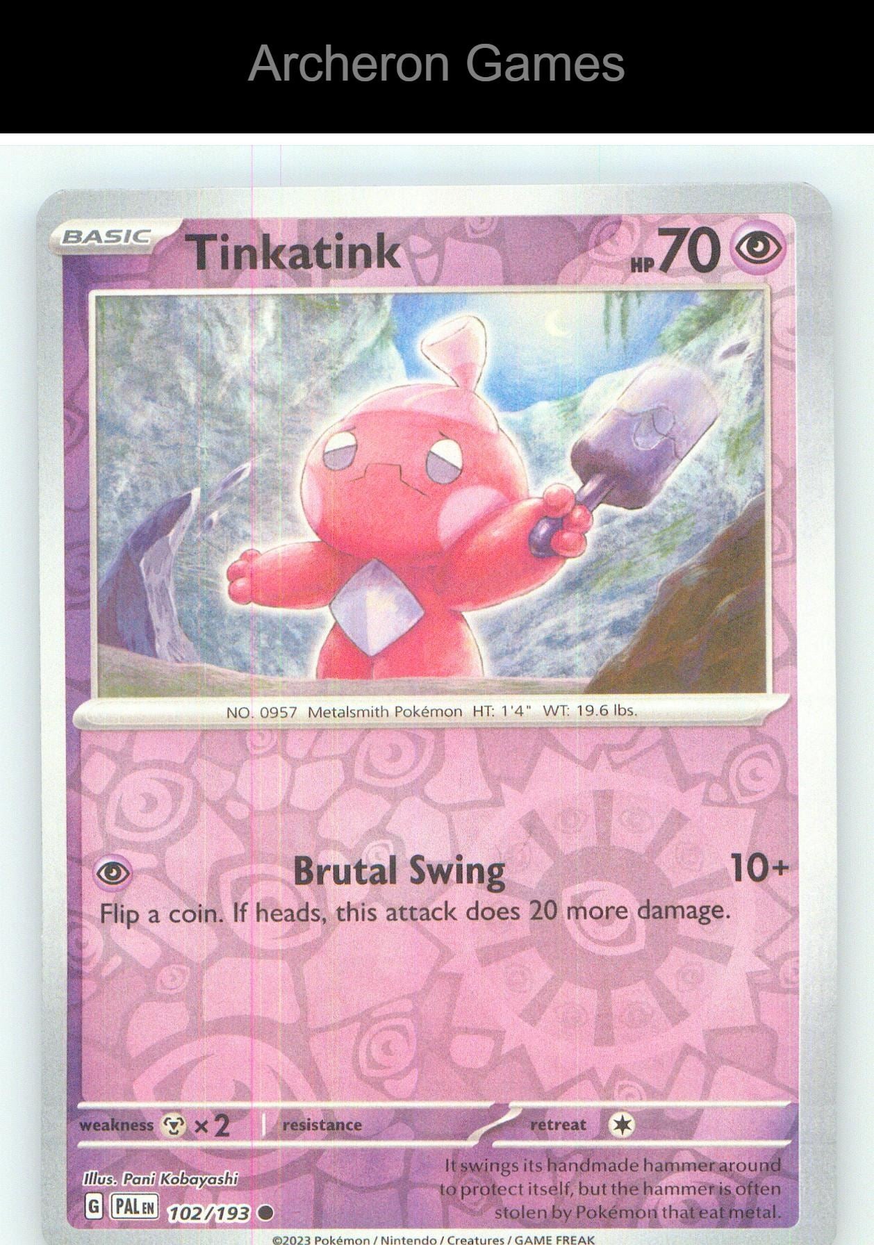 Pokemon Card Tinkatink PAL 102/193 C Paldea Evolved Reverse Holo
