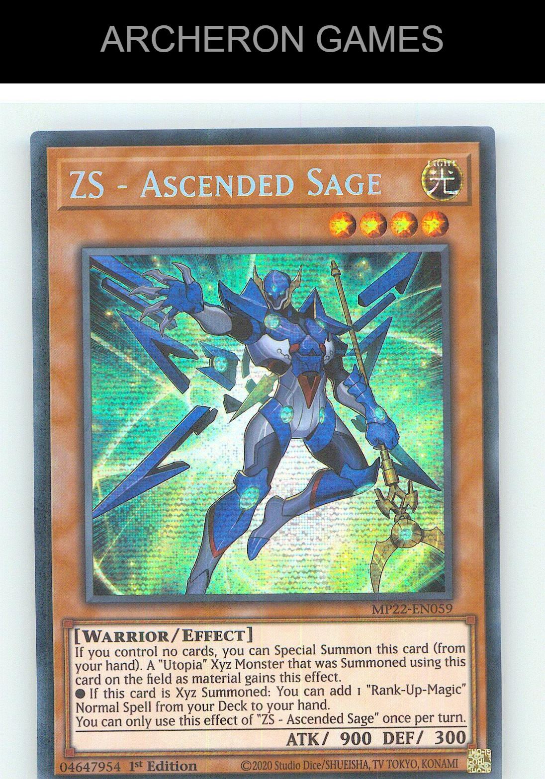 ZS - Ascended Sage Prismatic Secret Rare YUGIOH Card 1st Edition