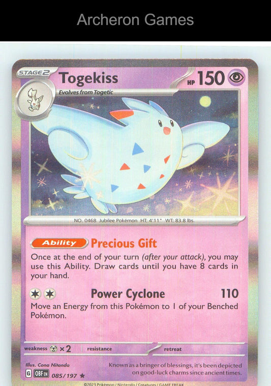 Pokemon Card Togekiss OBF 085/197 R Obsidian Flames Holo