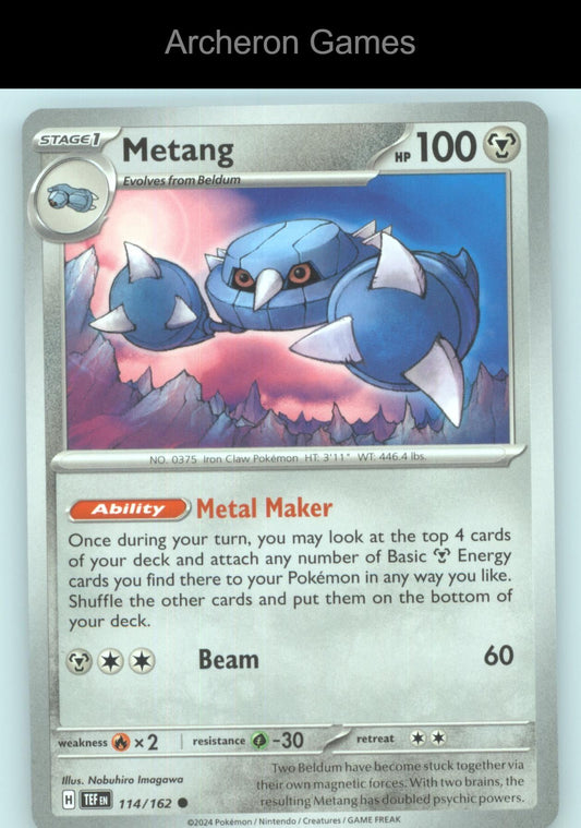 Pokemon Card Metang TEF 114/162 C Temporal Forces