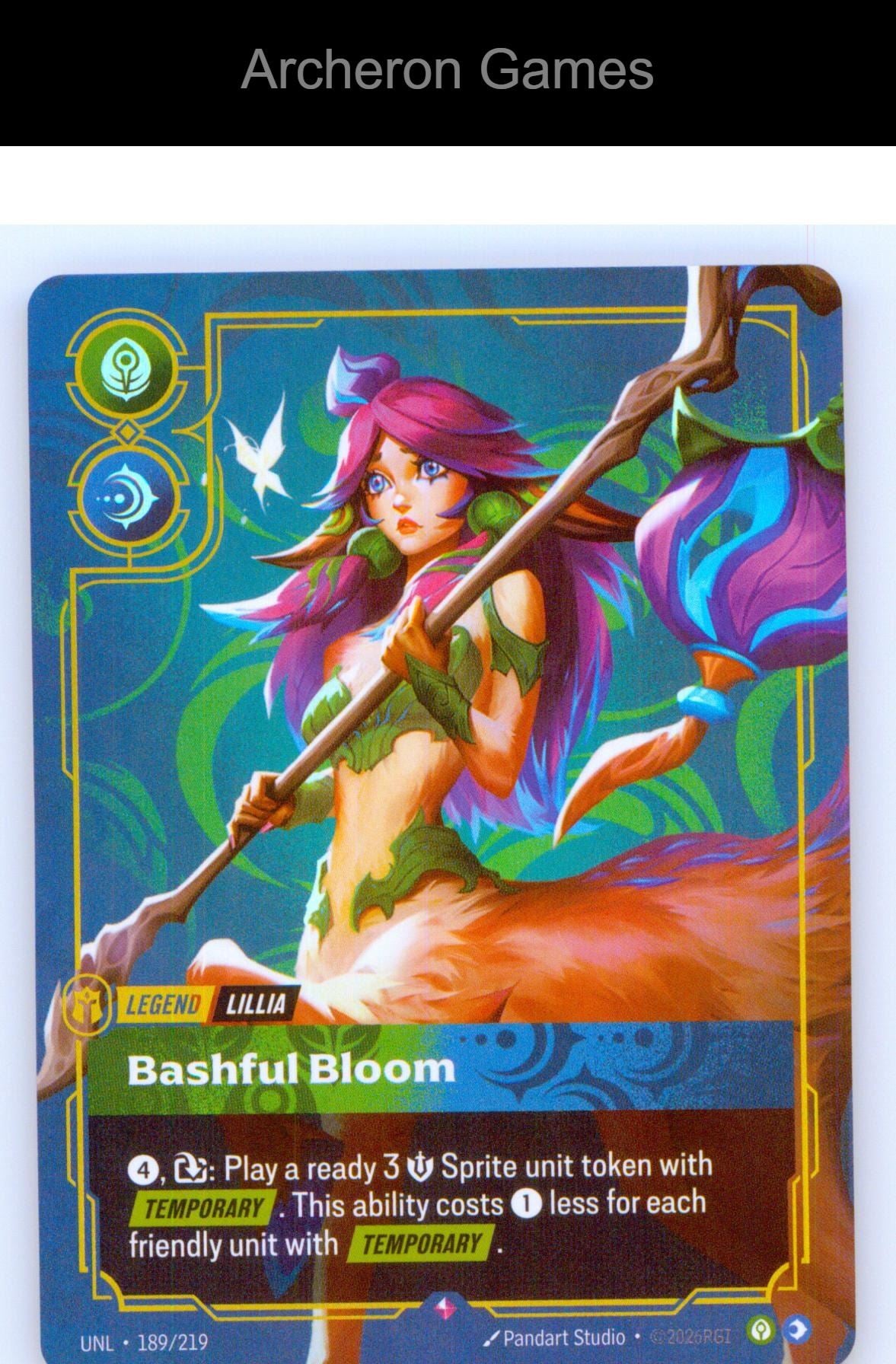 Lillia - Bashful Bloom UNL 189/219 R Unleashed Riftbound Card