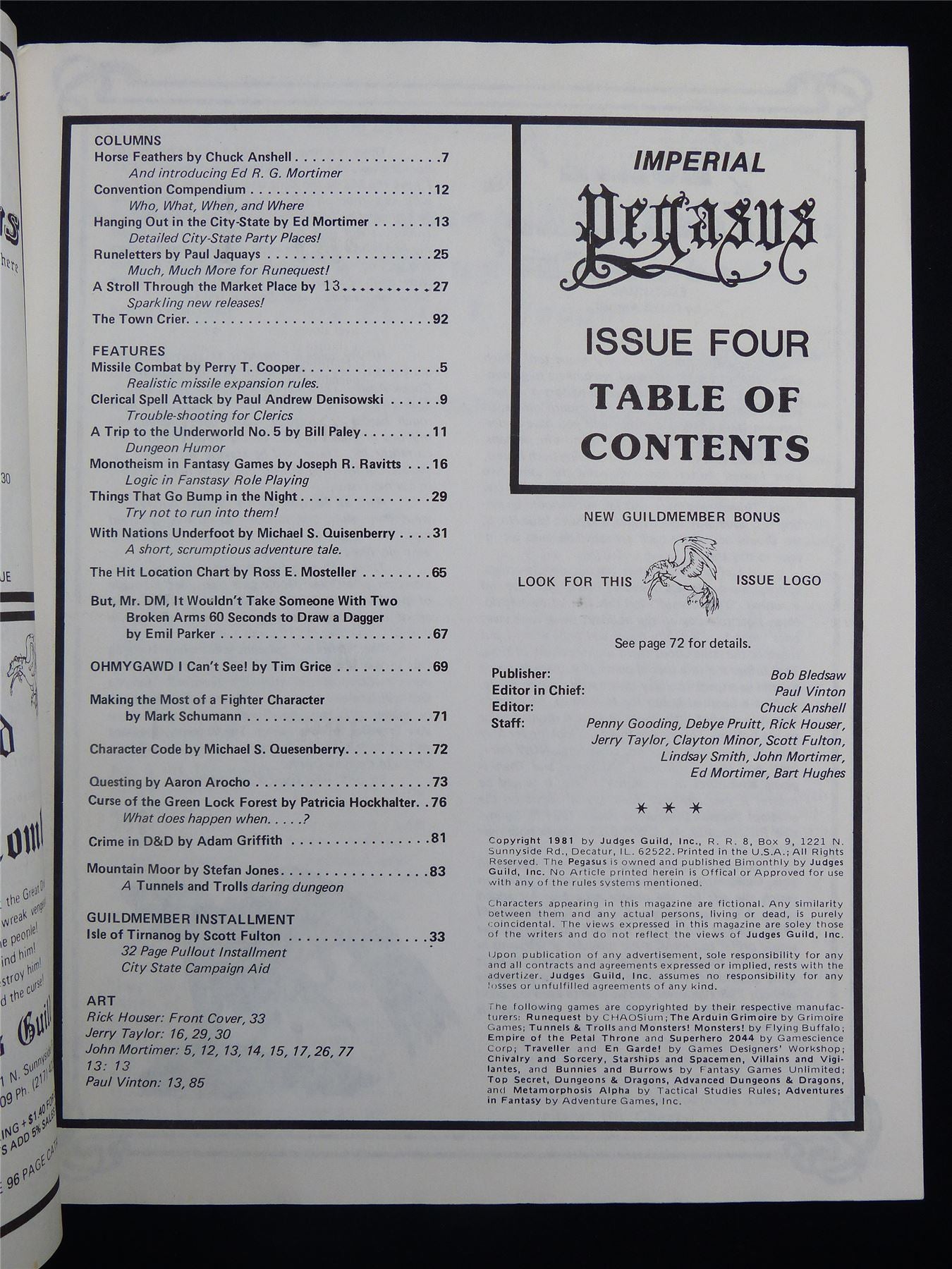 Pegasus: Monotheism in Fantasy Games -  Judges Guild Publications Booklet #2SW