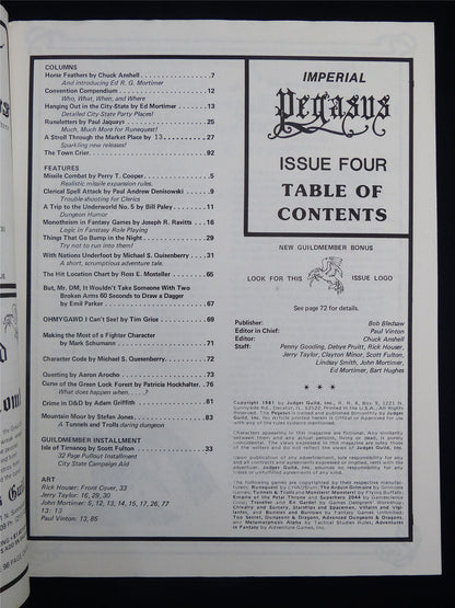 Pegasus: Monotheism in Fantasy Games -  Judges Guild Publications Booklet #2SW