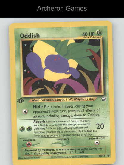 Pokemon Card Oddish N1 68/111 C Neo Genesis 1st Edition