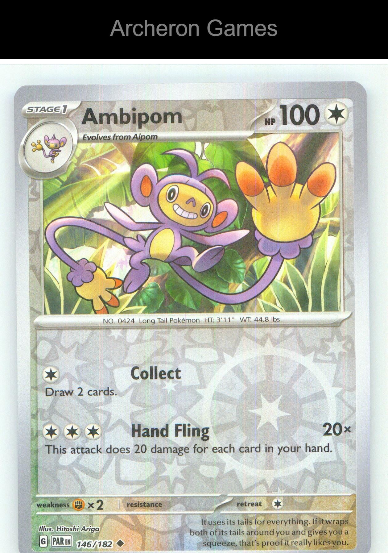 Pokemon Card Ambipom PAR 146/182 UC Paradox Rift Reverse Holo