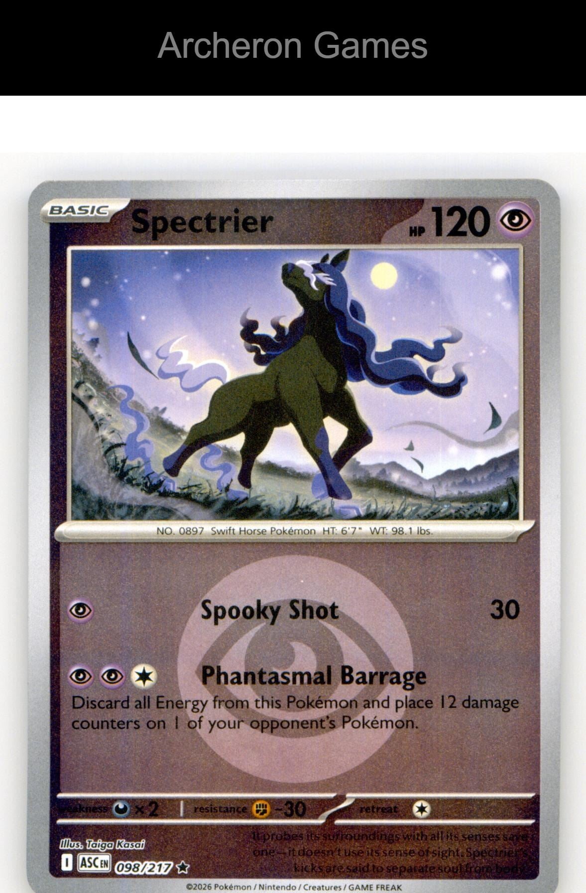Pokemon Card Spectrier (Energy Symbol Pattern) ASC 098/217 Reverse Holo