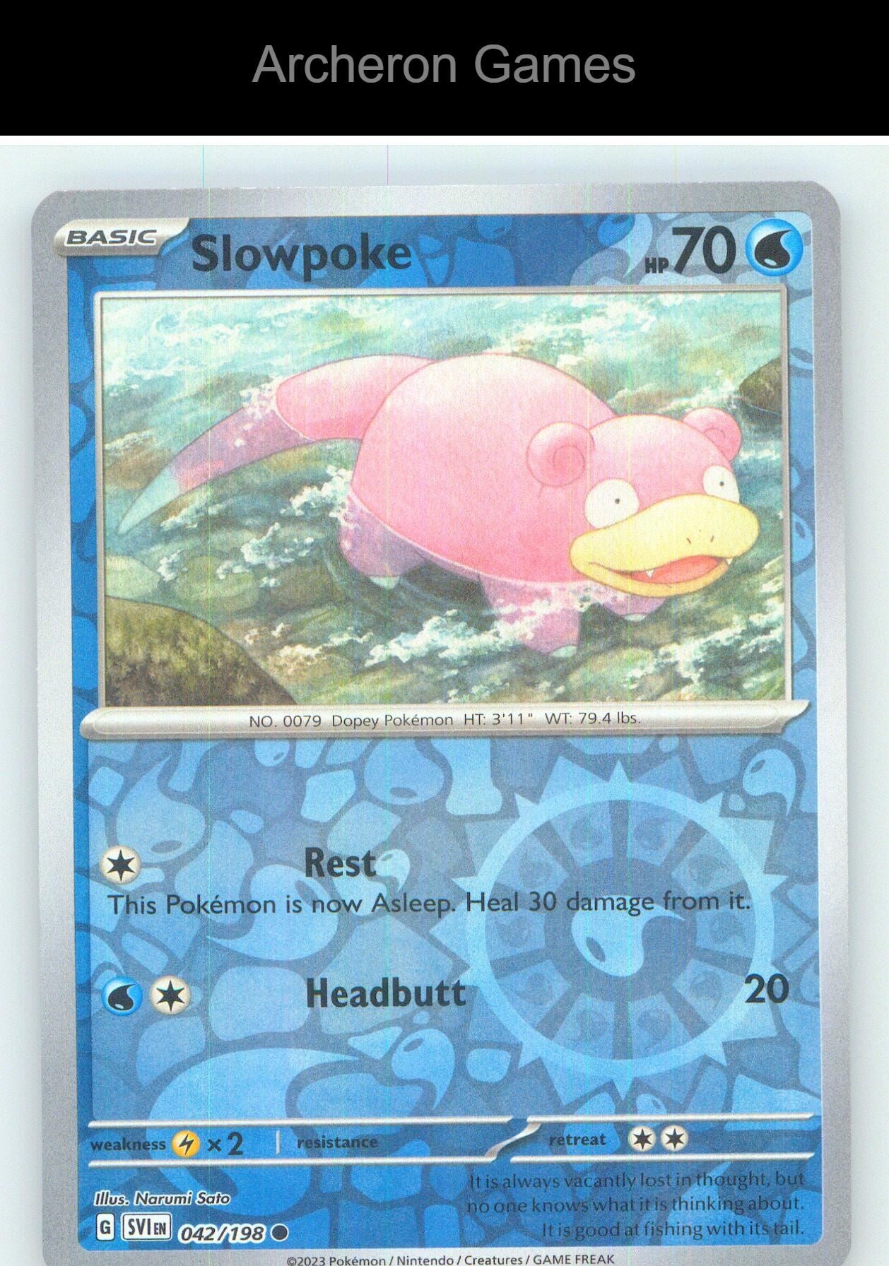 Pokemon Card Slowpoke SVI 042/198 C Scarlet & Violet Reverse Holo