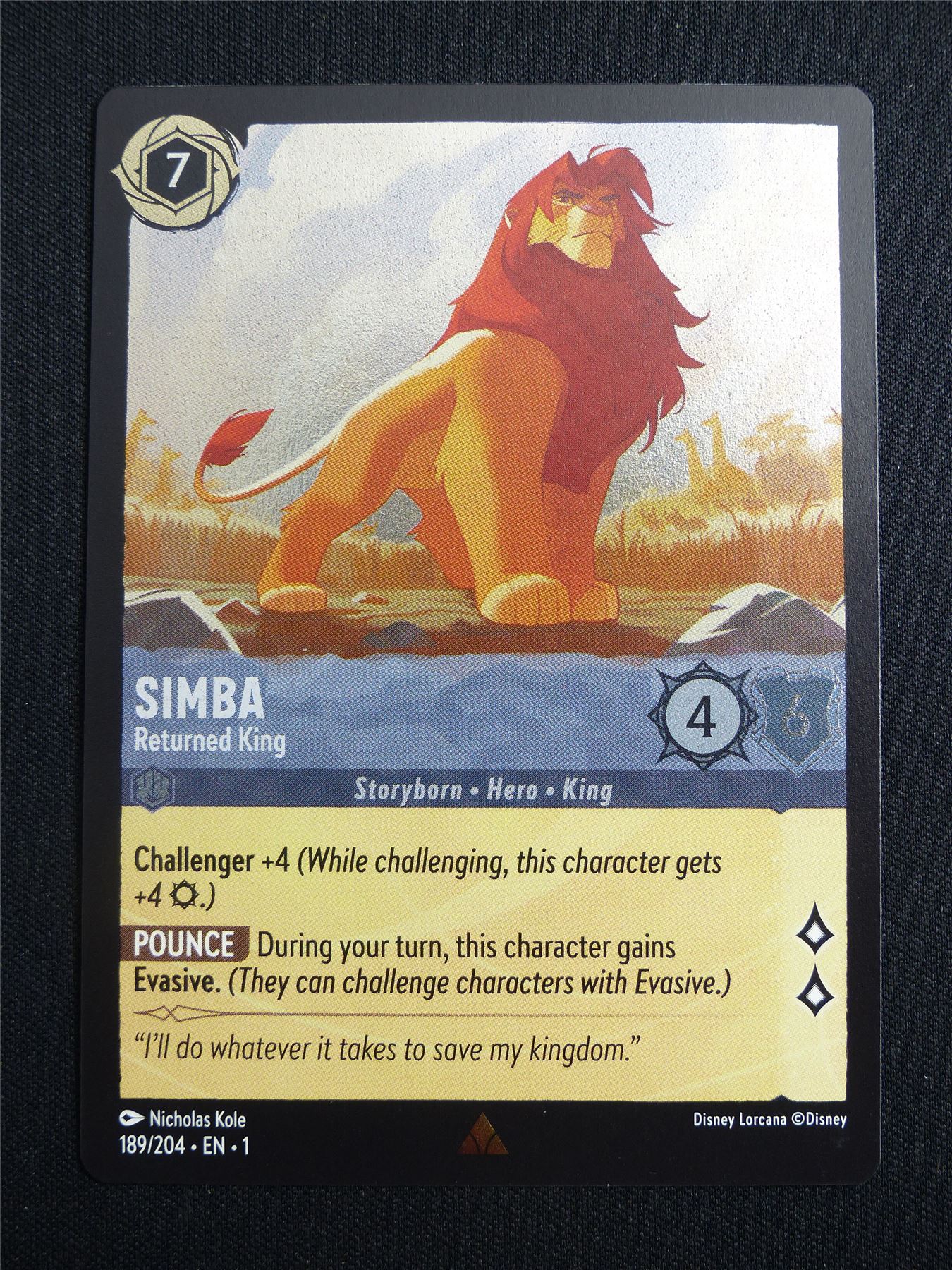 Simba Returned King 189/204 Foil - Lorcana Card #27R