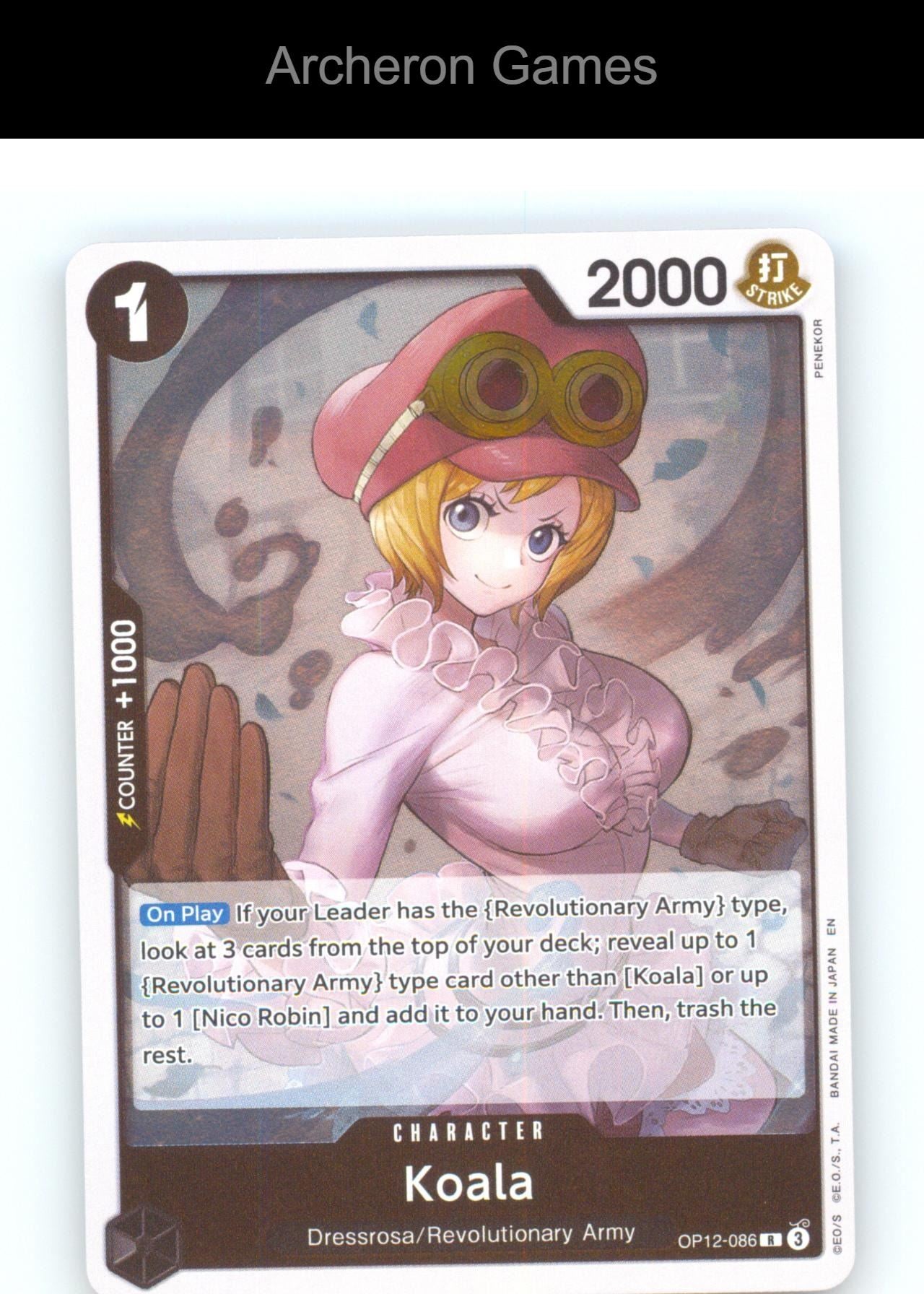 Koala (086) OP12-086 R One Piece Card NM/EX+ Foil