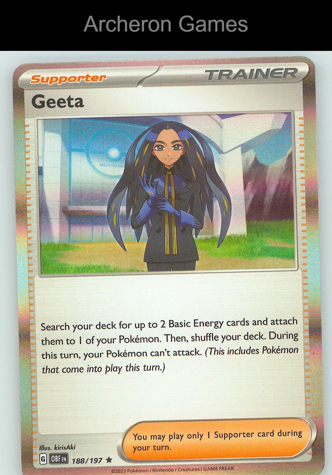 Pokemon Card Geeta OBF 188/197 R Obsidian Flames Holo