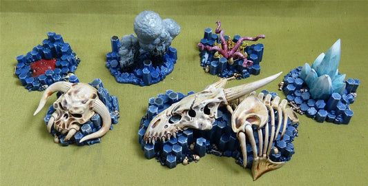 War Cry Scenery Skull Lava Tentacles etc painted - Warhammer War Cry #2OQ