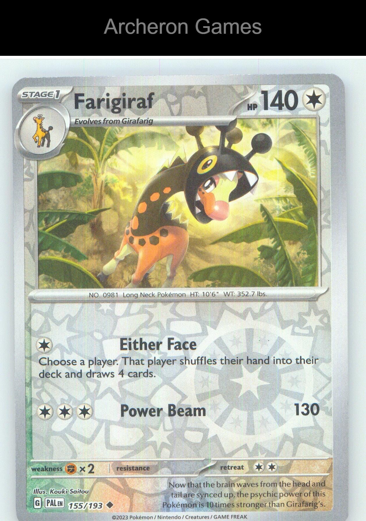 Pokemon Card Farigiraf PAL 155/193 UC Paldea Evolved Reverse Holo