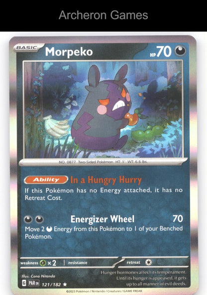 Pokemon Card Morpeko PAR 121/182 R Paradox Rift Holo