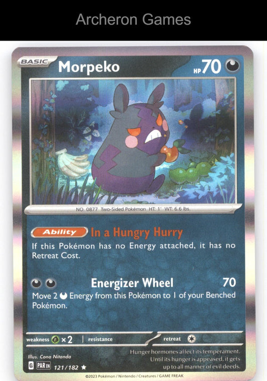Pokemon Card Morpeko PAR 121/182 R Paradox Rift Holo
