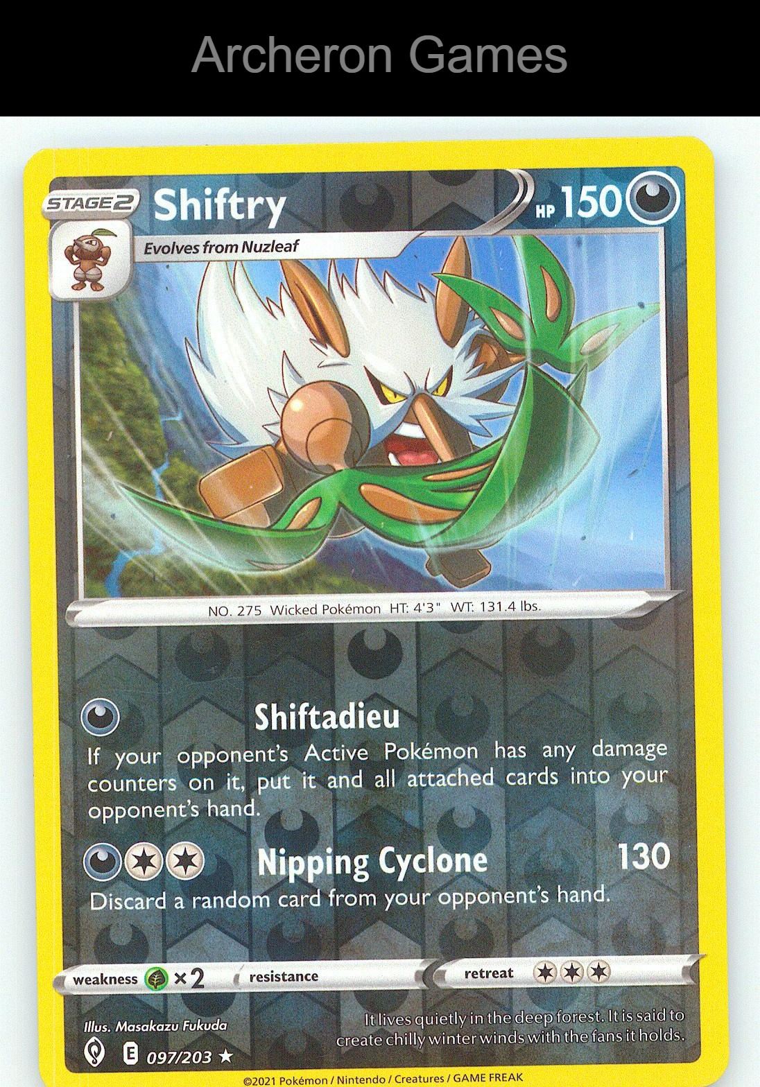 Pokemon Card Shiftry EVS 097/203 R Evolving Skies Reverse Holo