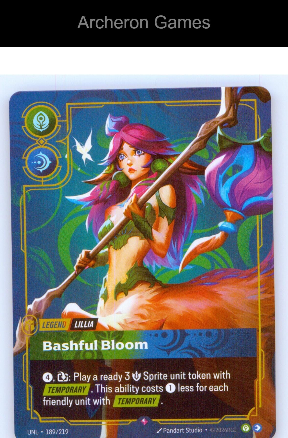 Lillia - Bashful Bloom UNL 189/219 R Unleashed Riftbound Card