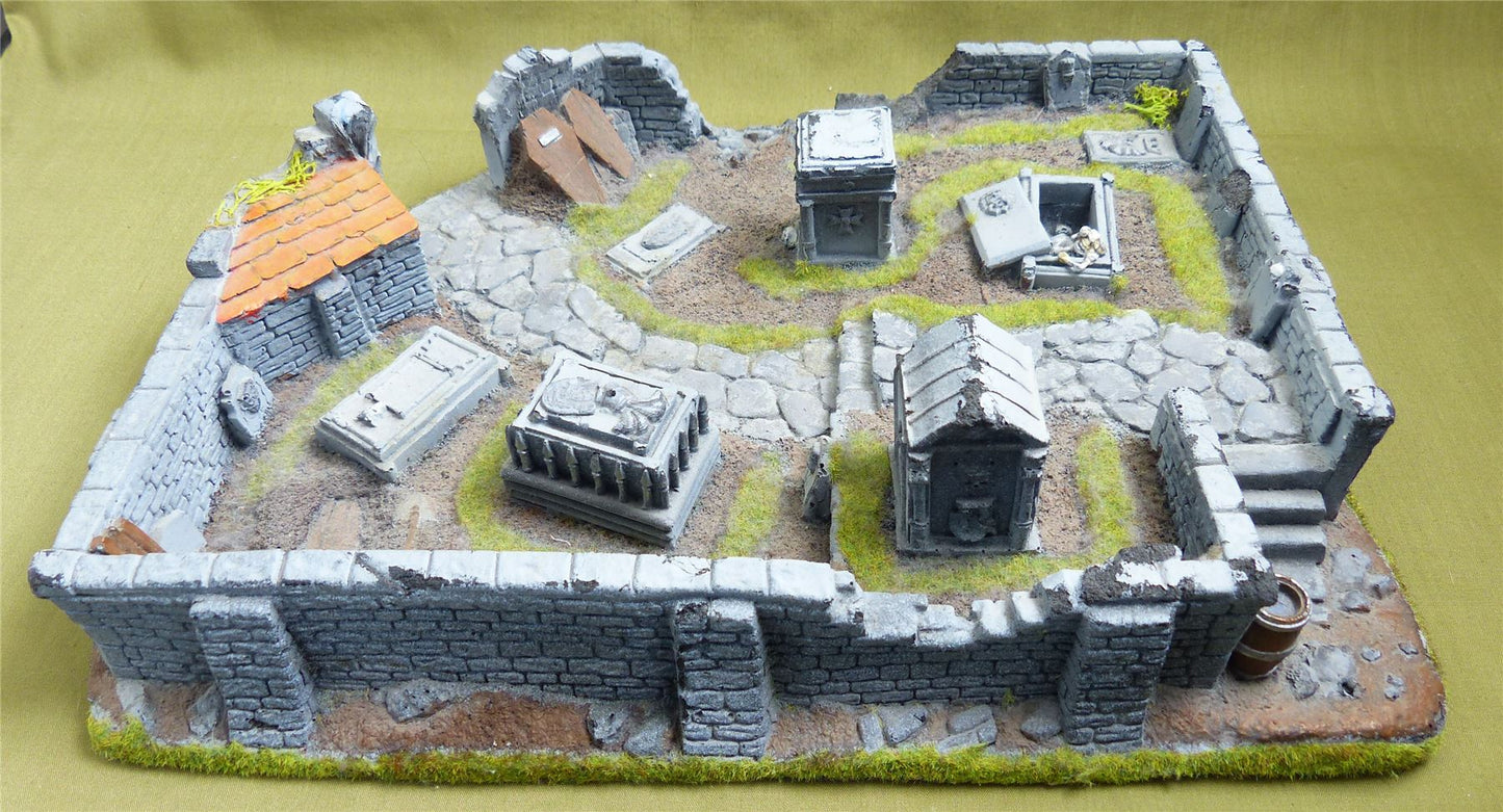 11" by 9" Foam Board Graveyard Scenery painted 28mm #1UU