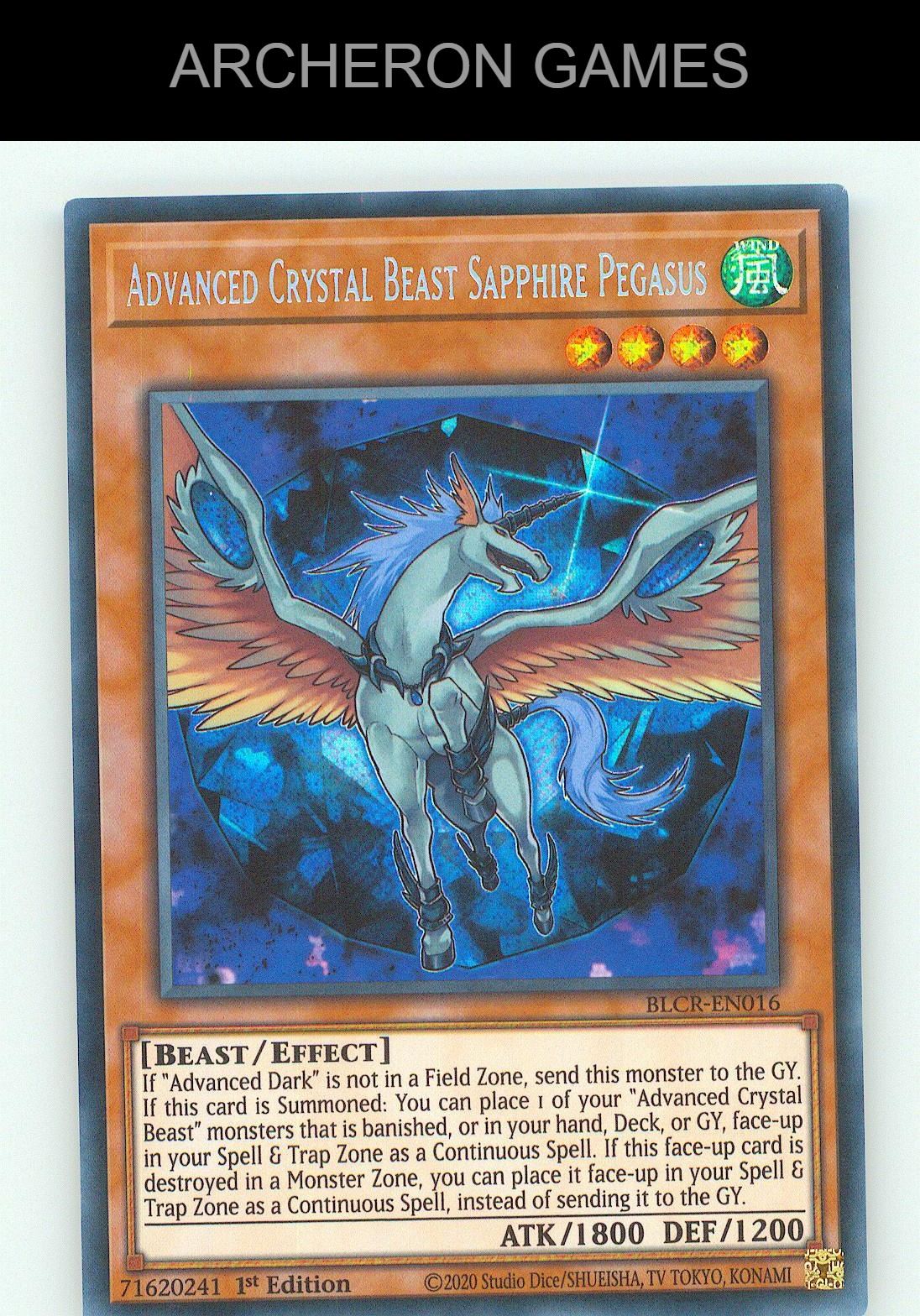 Advanced Crystal Beast Sapphire Pegasus SEC YUGIOH Card