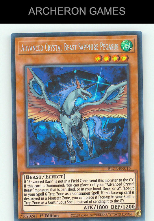 Advanced Crystal Beast Sapphire Pegasus SEC YUGIOH Card