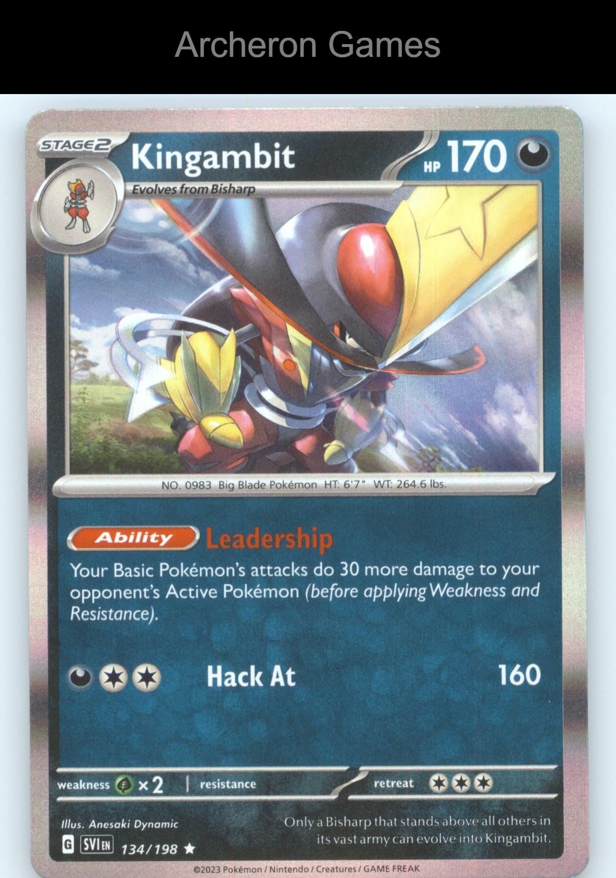 Pokemon Card Kingambit SVI 134/198 R Scarlet & Violet Holo