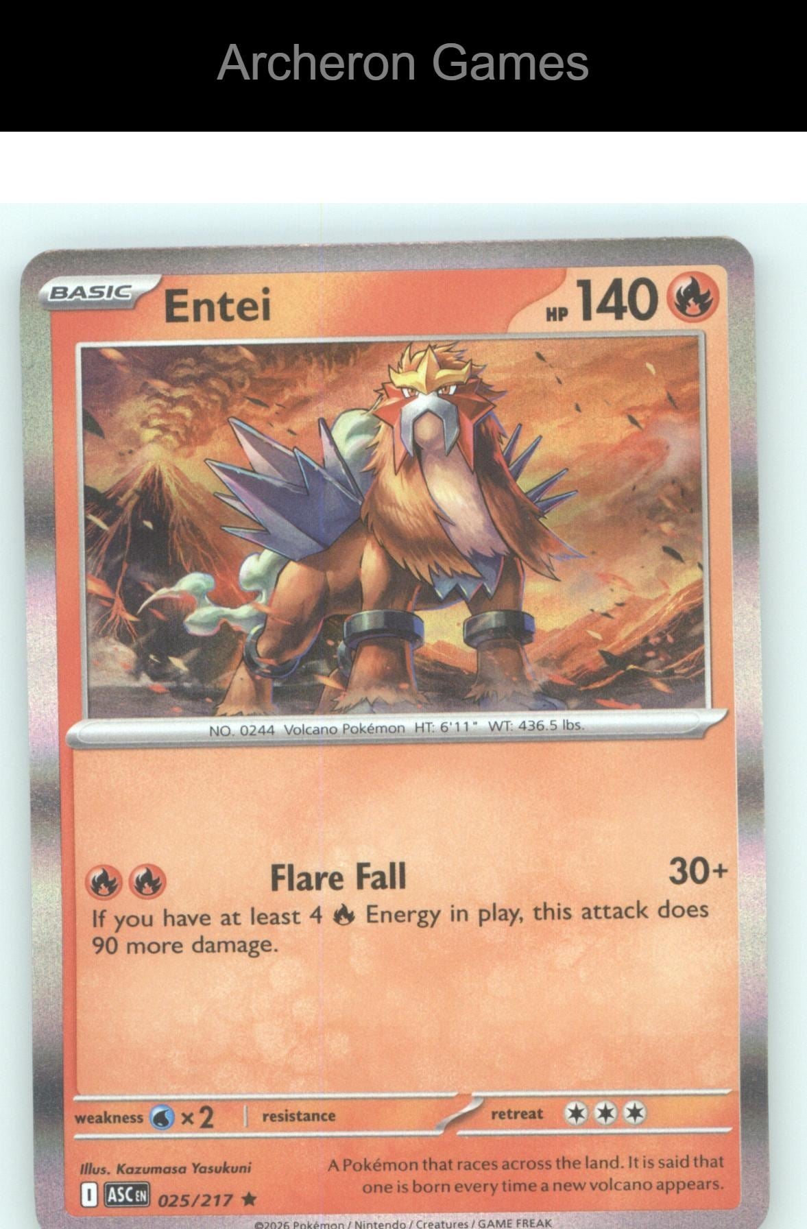 Pokemon Card Entei ASC 025/217 R Ascended Heroes Holo