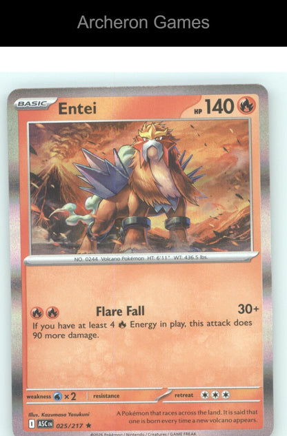 Pokemon Card Entei ASC 025/217 R Ascended Heroes Holo