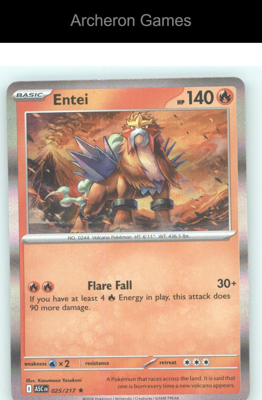Pokemon Card Entei ASC 025/217 R Ascended Heroes Holo