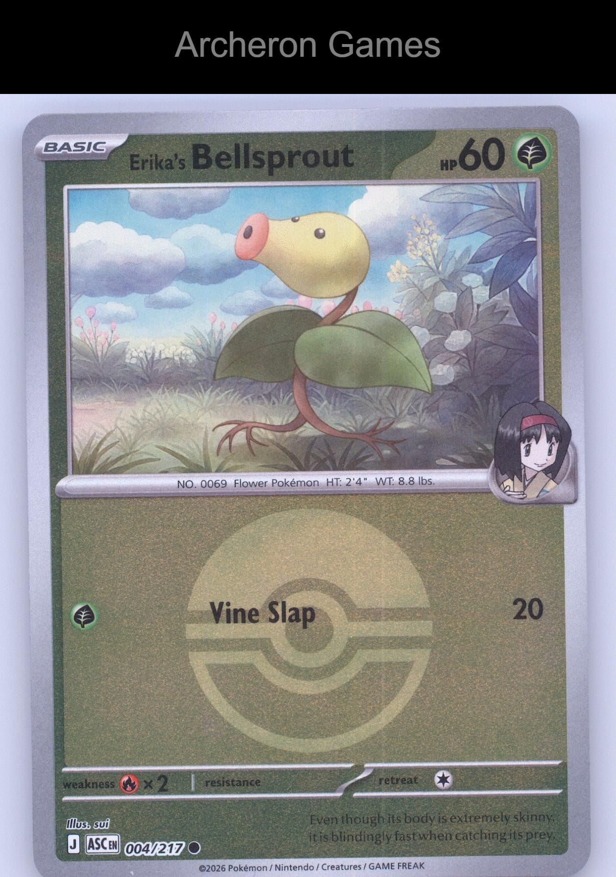 Pokemon Card Erika's Bellsprout (Poke Ball) ASC 004/217 Reverse Holo
