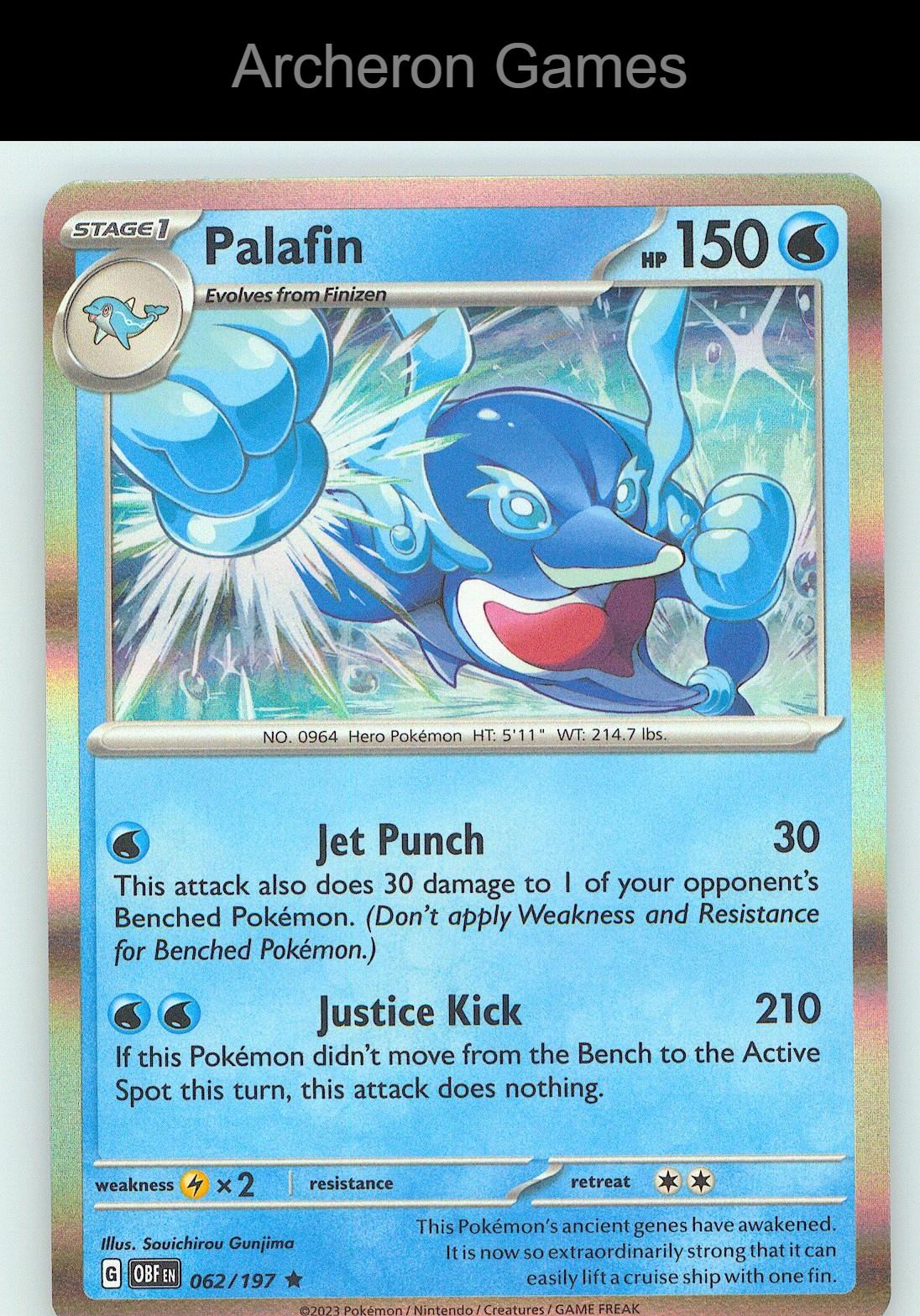 Pokemon Card Palafin OBF 062/197 R Obsidian Flames Holo