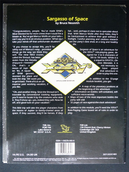 Buck Rogers The 25th Century: Sargasso of Space Adventure - TSR Roleplaying Booklet #2MW
