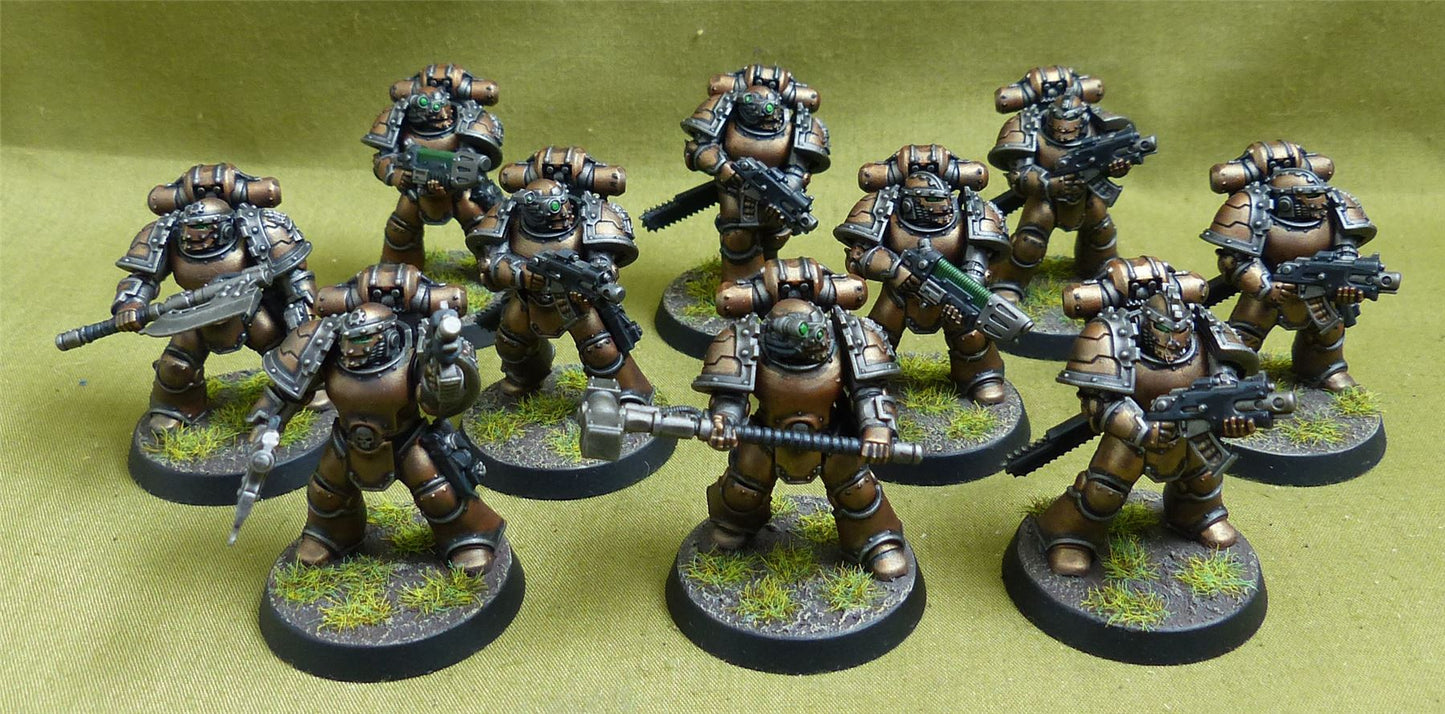 MKIII Tactical Squad with Upgrades set of 10 painted - Iron Hands - Warhammer Horus Heresy #2M8