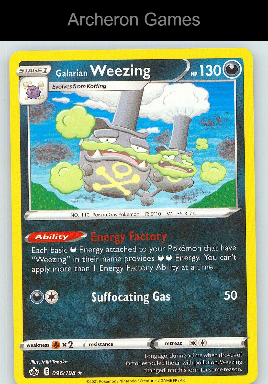 Pokemon Card Galarian Weezing CRE 096/198 R Chilling Reign