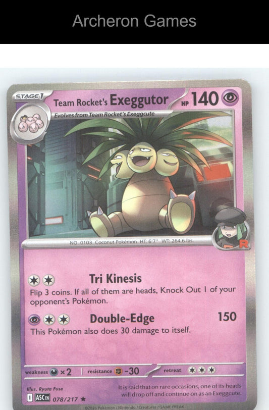 Pokemon Card Team Rocket's exeggutor ASC 078/217 R Ascended Heroes Holo