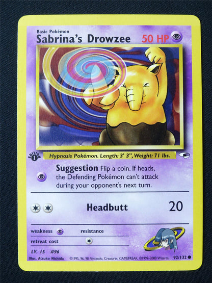 Sabrina's Drowzee 92/132 1st Edition Gym's Hero LP - Pokemon Card #IJ