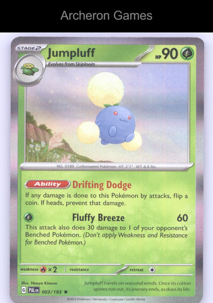 Pokemon Card Jumpluff PAL 003/193 R Paldea Evolved Holo